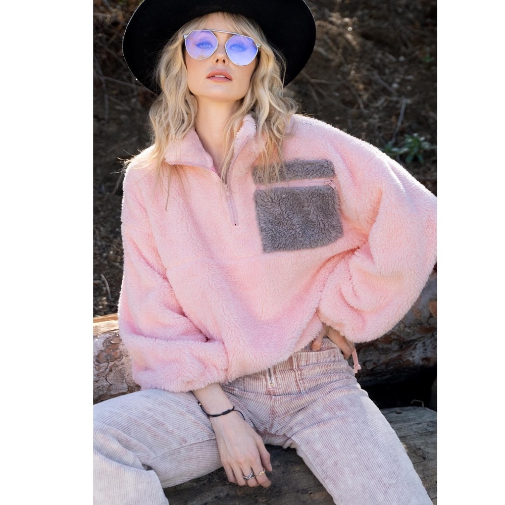✨LAST ZIP Front Sherpa soft pullover sweater top